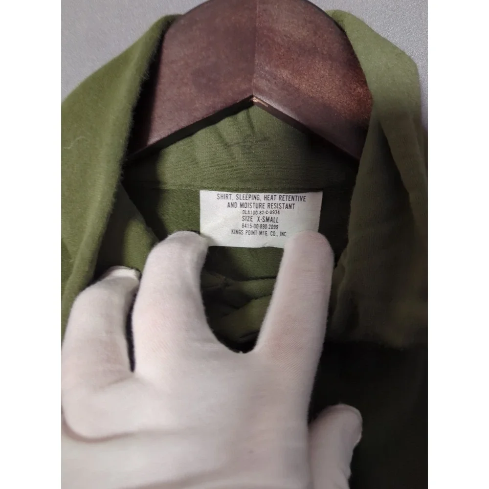 US Military Sleep Shirt Mens Extra Small Dark Olive Tricot Knit‎ Heat Retentive